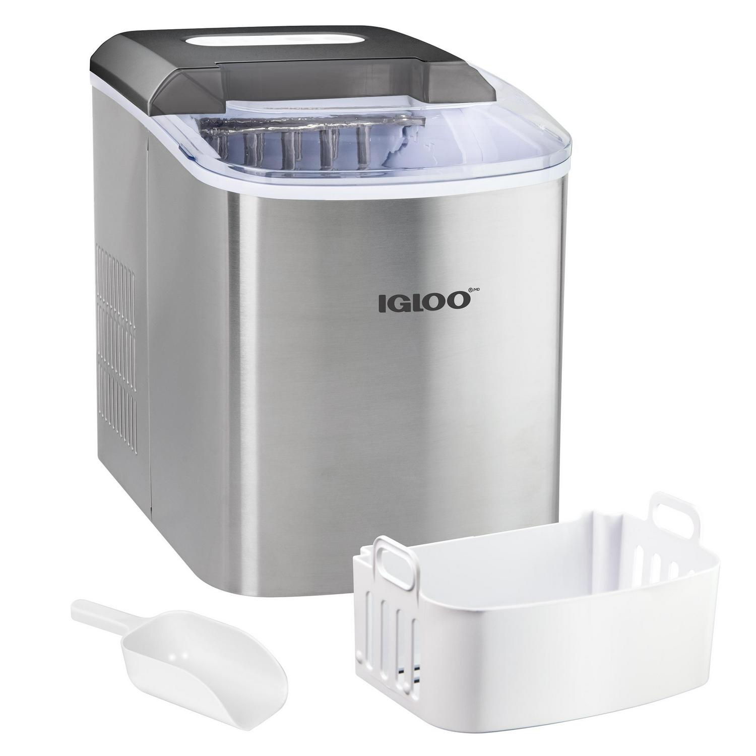 Igloo IGLICEB26SS 26-Pound Automatic Portable Countertop Ice Maker Machine Stainless Steel