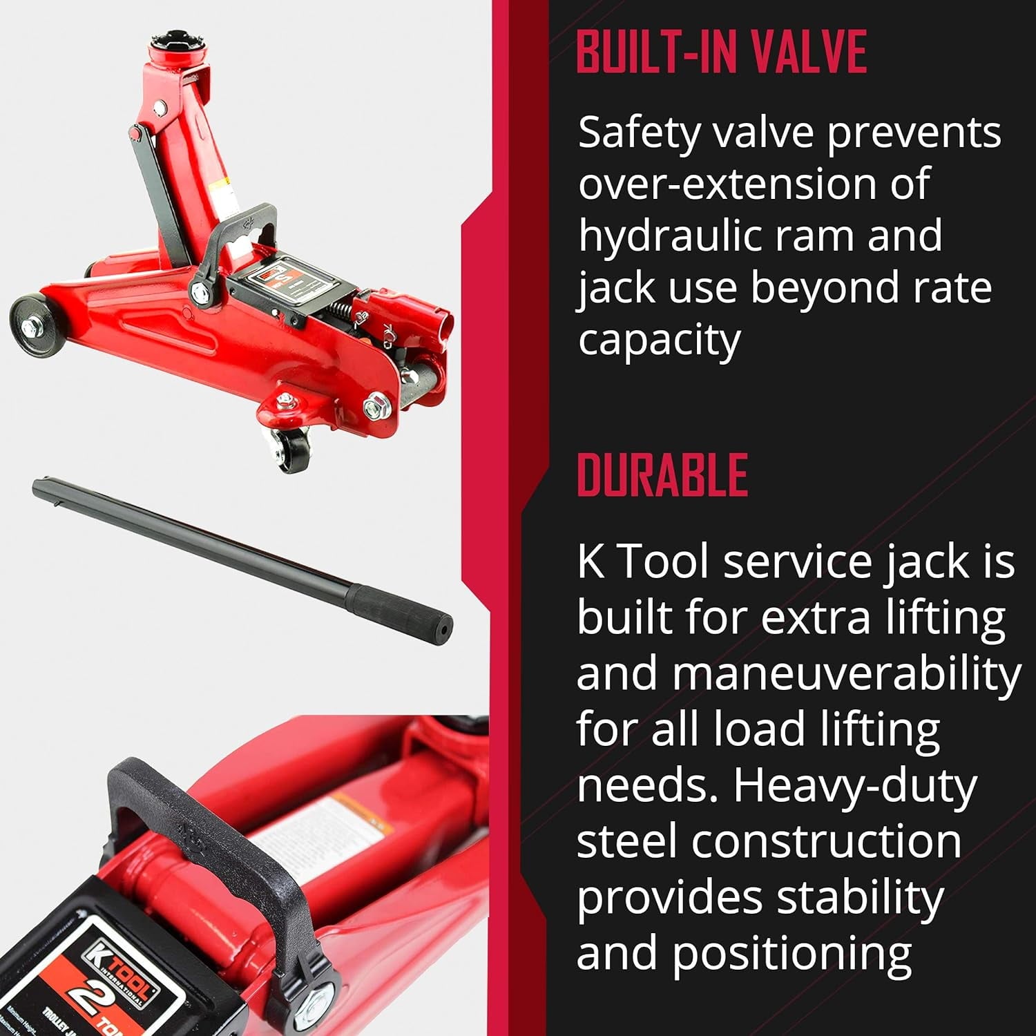 K Tool International 63103A 2 Ton Capacity Trolley Jack