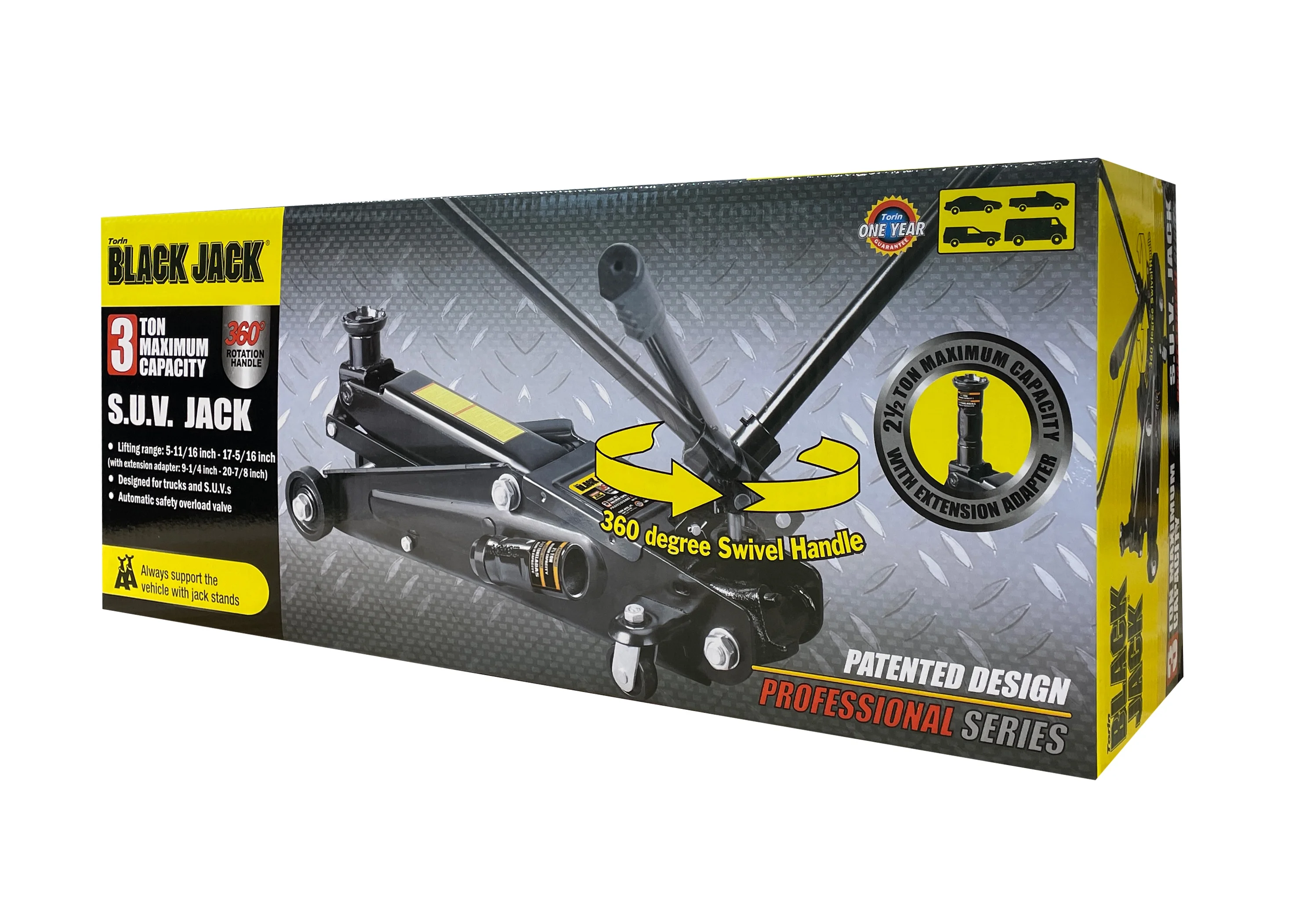 Black Jack - 3 Ton SUV Jack with SUV Adapter Saddle, Black, T83006W