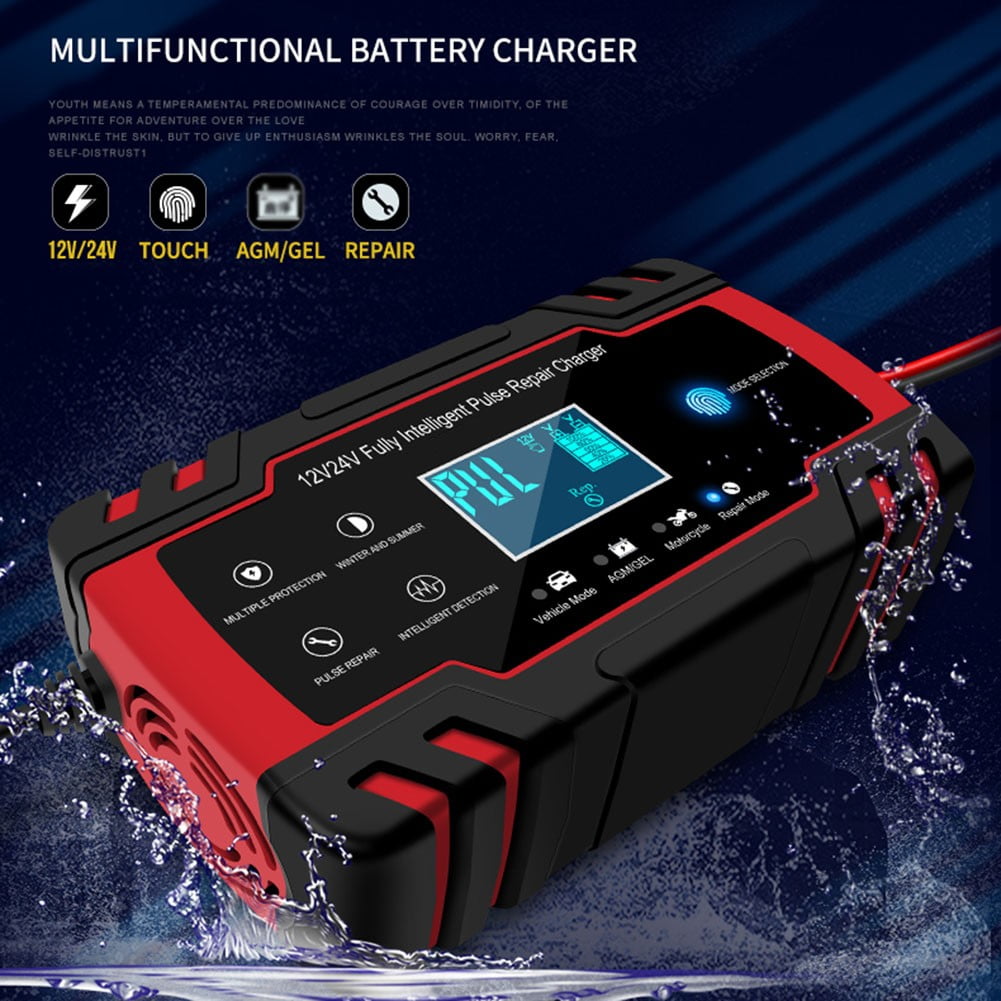 Car Battery Charger 12V /24V Smart Fully Automatic Battery Repair Pulse Charger