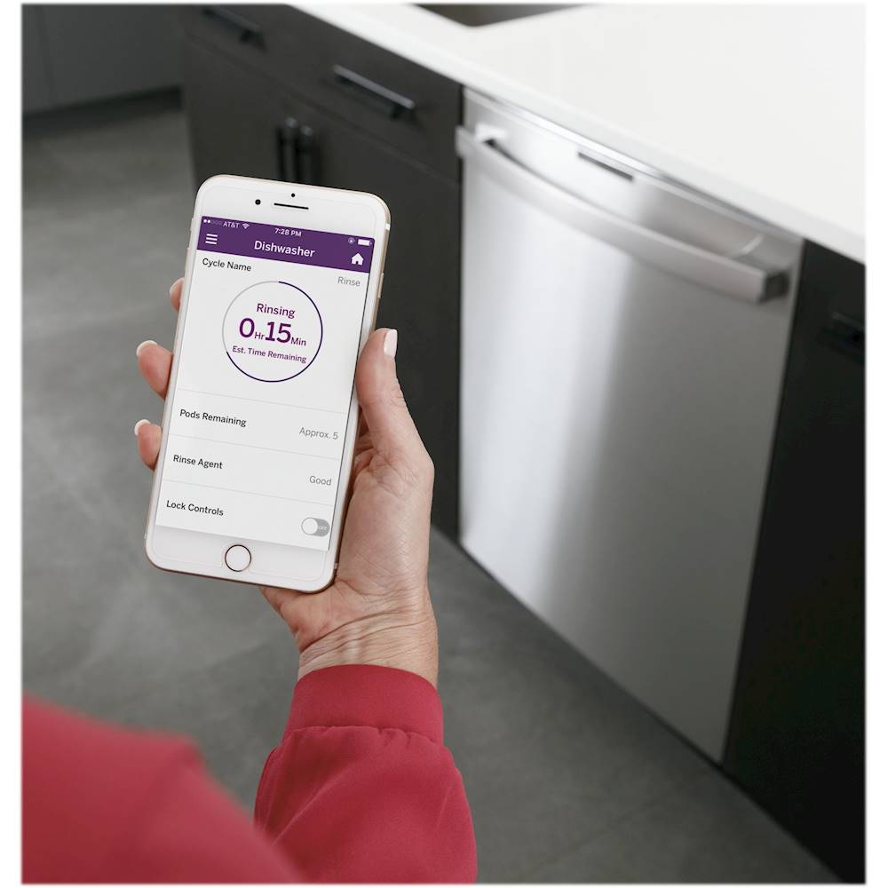 GE Profile - Hidden Control Built-In Dishwasher with Stainless Steel Tub, Fingerprint Resistance, 42 dBA - Stainless steel