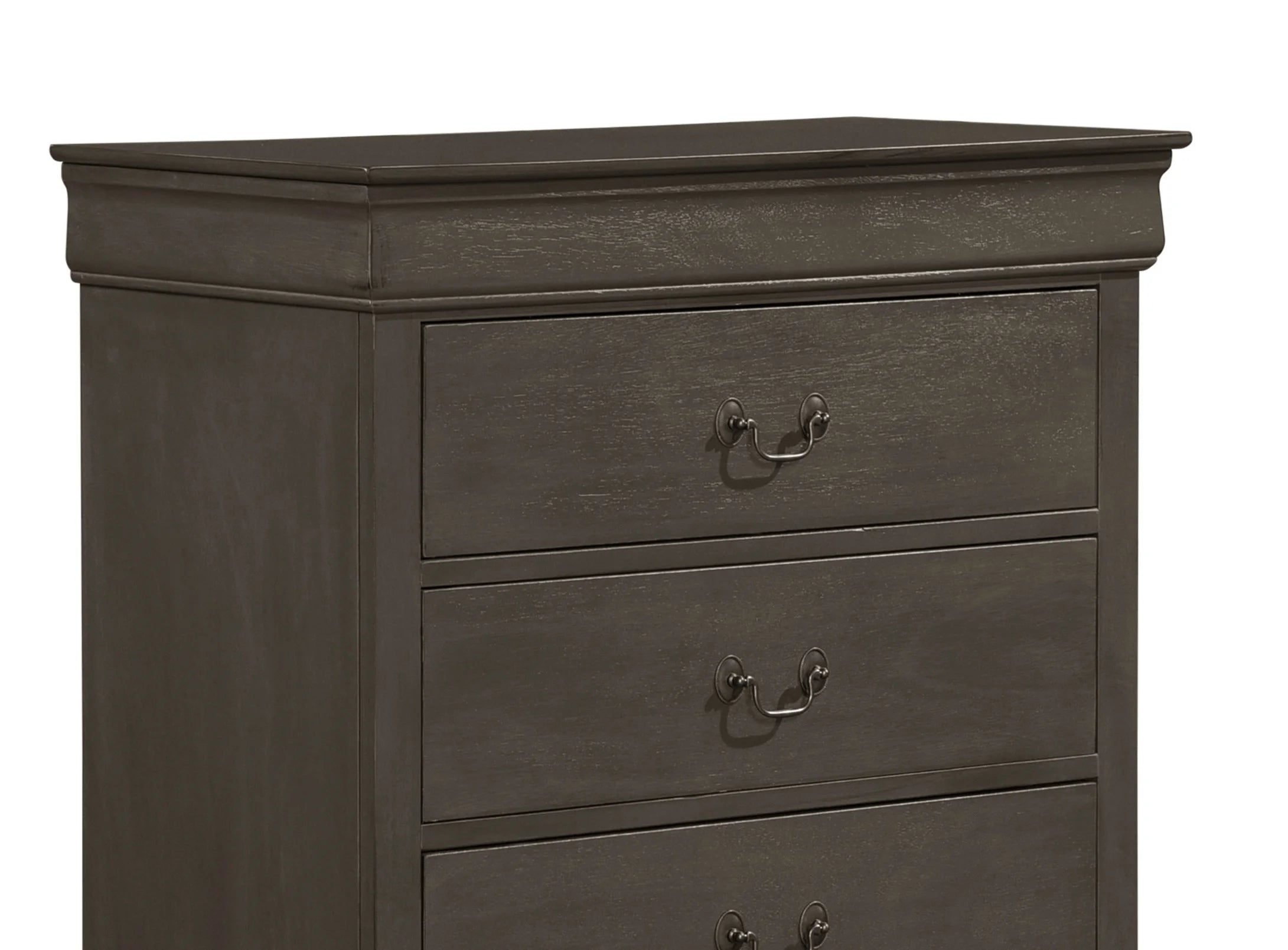 DeeHome Classic Louis Philippe Style Stained Gray Finish 1pc Chest of 5x Drawers Traditional Design Bedroom Furniture