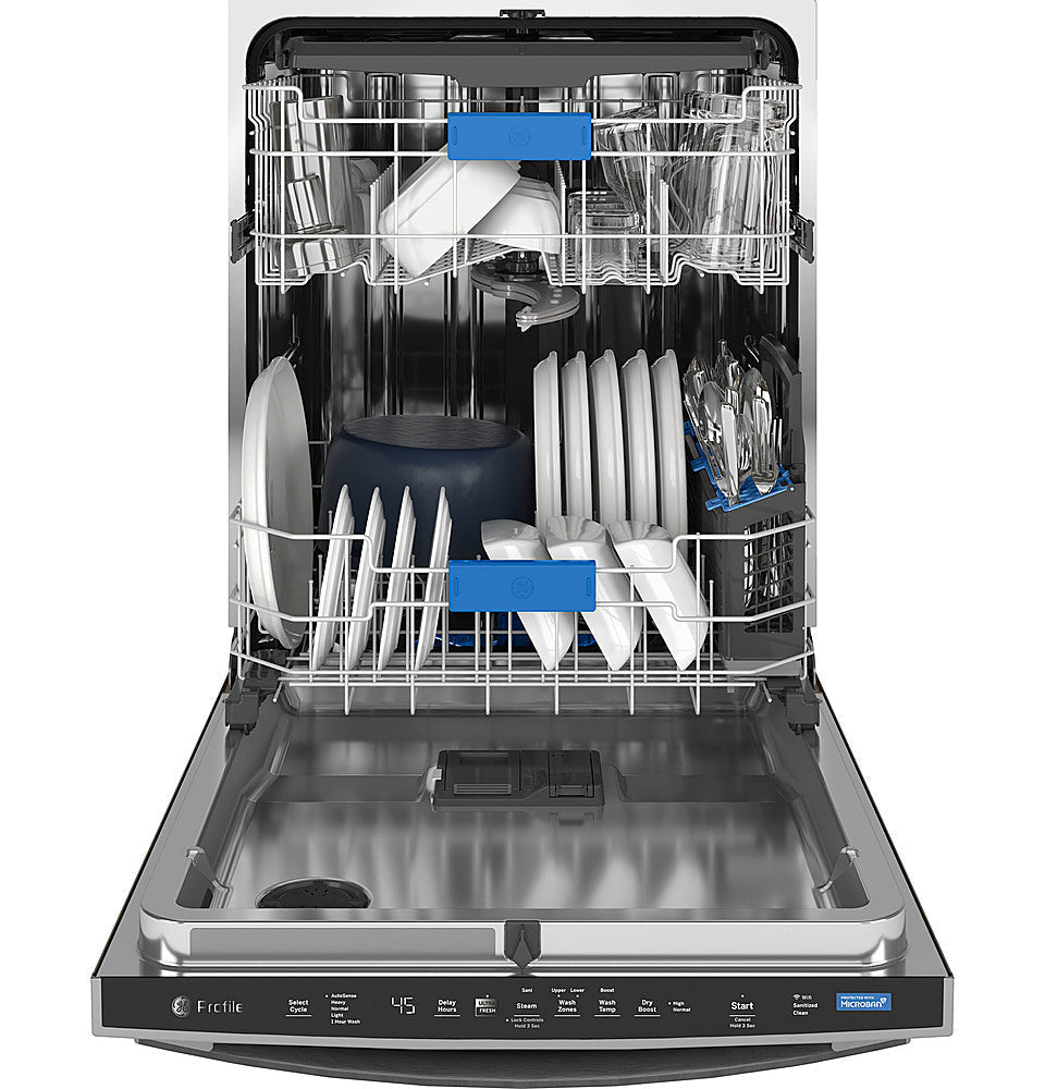 GE Profile - Top Control Smart Built-In Stainless Steel Tub Dishwasher with 3rd Rack and Microban, 42dBA - Stainless steel