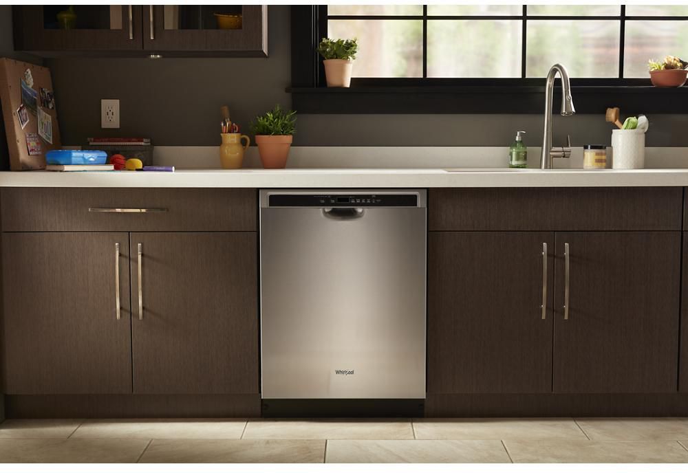 Whirlpool - Front Control Built-In Dishwasher with Stainless Steel Tub, 3rd Rack, 50 dBA - Monochromatic stainless steel