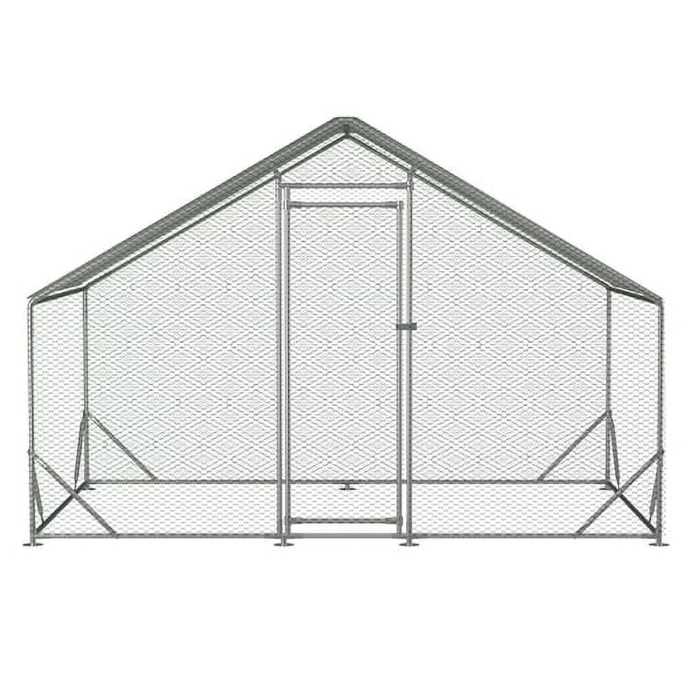 Large Metal Chicken Coop, Walk-in Chicken Run, Galvanized Wire Poultry Chicken Hen Pen Cage, Rabbits Duck Cages with Waterproof and Anti-Ultraviolet Cover for Outside(10' L x 6.6' W x 6.56' H)