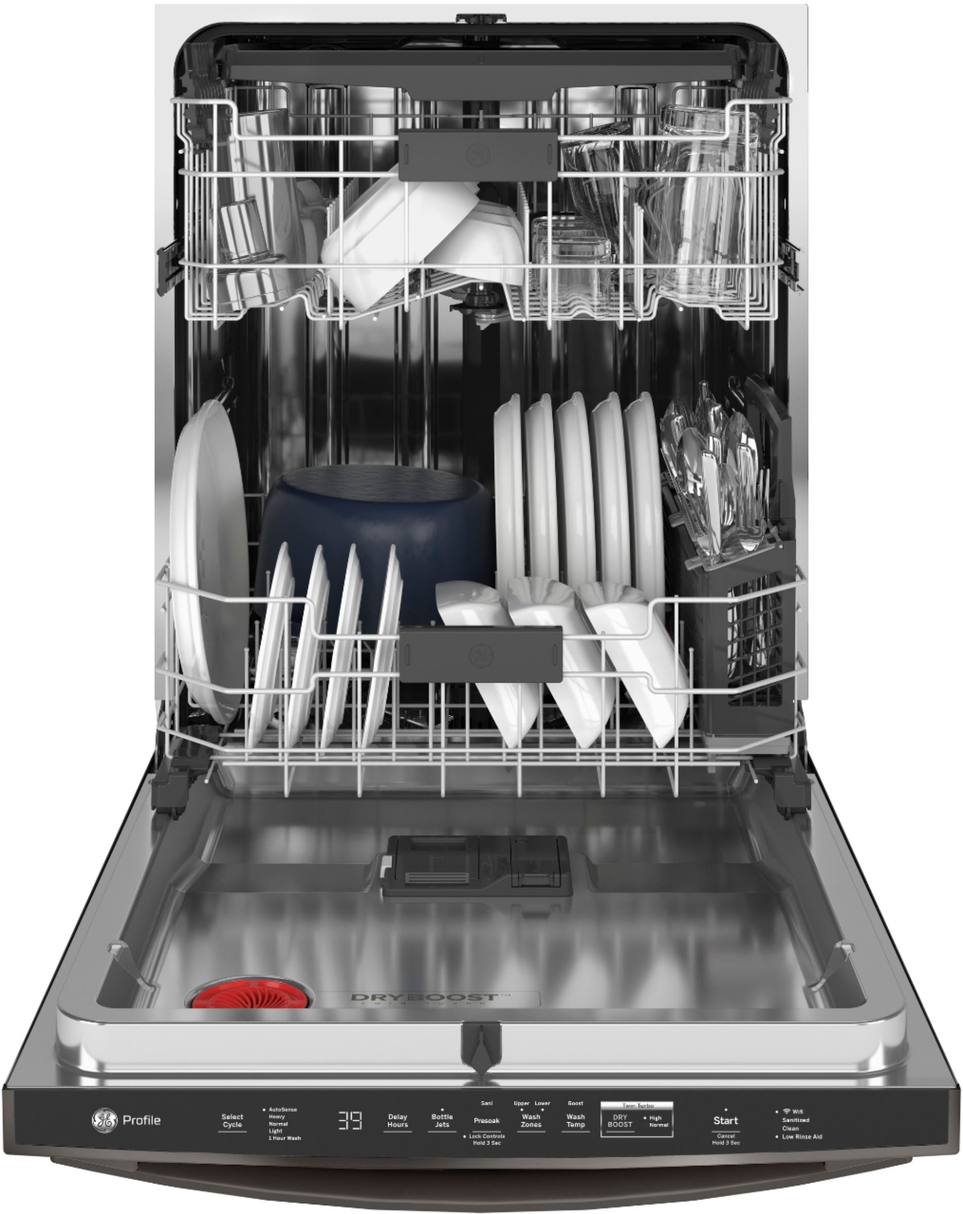 GE Profile - Top Control Built-In Dishwasher with Stainless Steel Tub, 3rd Rack, 39dBA - Black stainless steel