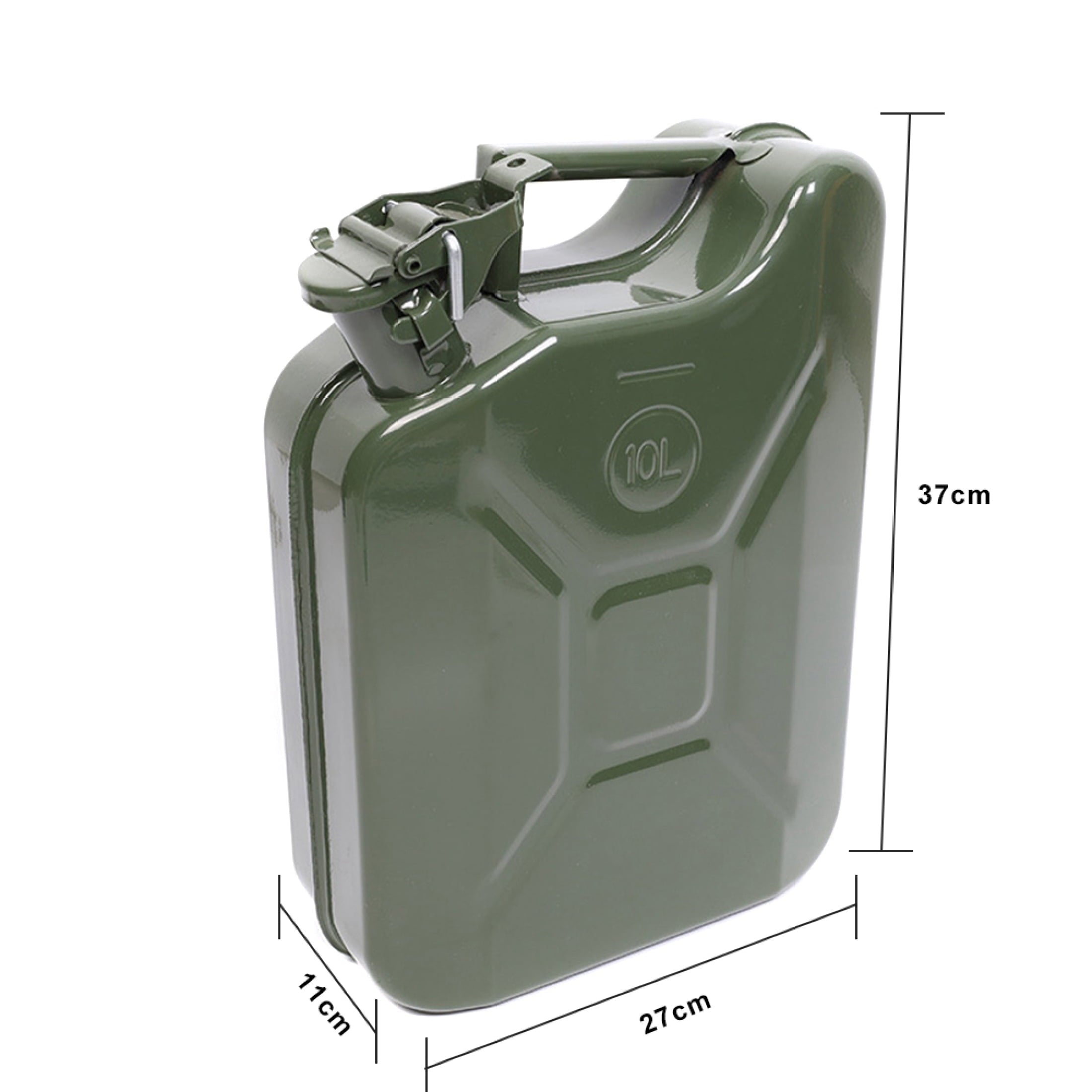 MoreChioce 10L Green Metal Jerry Can Store Container with Fixed Spout for Petrol Oil Water Alcohol