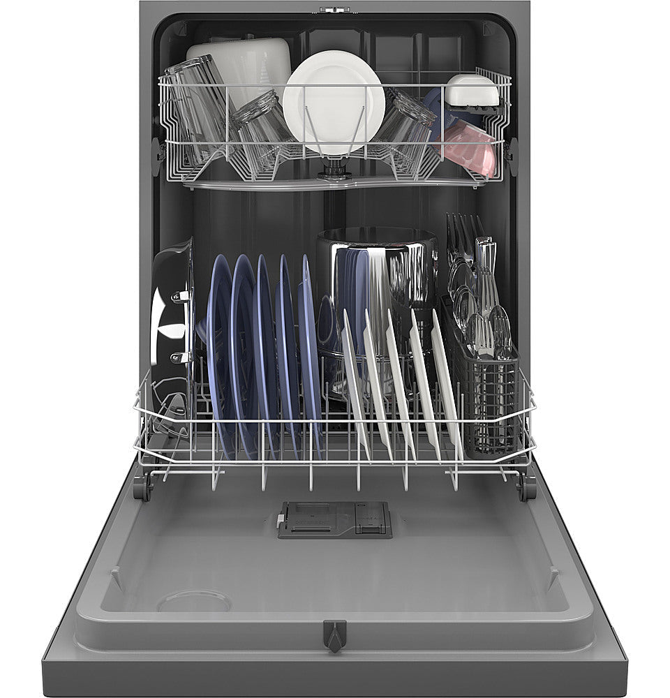 GE - Front Control Built-In Dishwasher with 55 dBA - Stainless steel