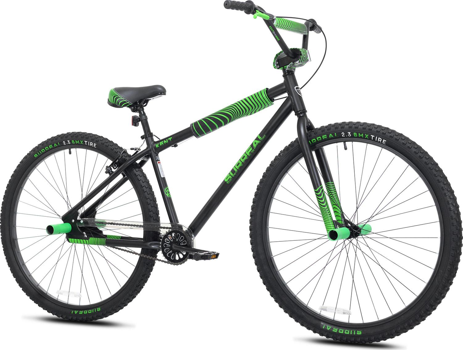 Kent 29 In. Surreal Mens BMX Cruiser Bike， Ages 13+， Black and Green
