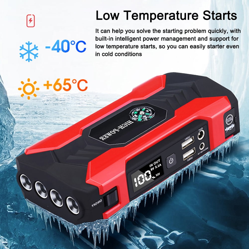 Radirus Emergency power supply,Power 3.0L or USB Display/Safety Jump 12.0V Battery or 1.5L Diesels Hammer/LED Car Support Low-Temperature Dual power supply USB Dazzduo power supply