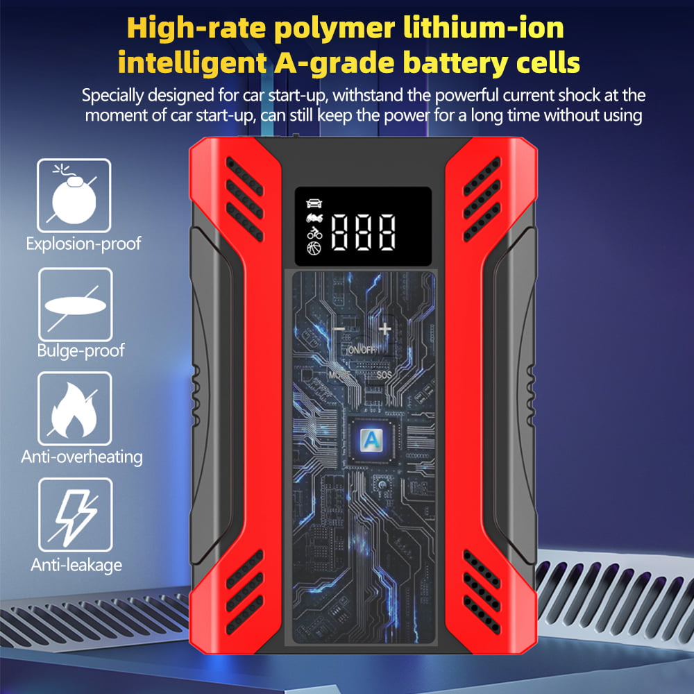 Car Jump Starter with Tire Inflator,DFITO 2000A Peak Portable Battery Starter (up to 7.0L Gas or 6.5L Diesel Engine), 37000mAh Portable Car Battery Booster