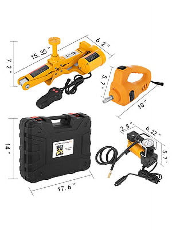 BENTISM 3 Ton Electric Scissor Car Jack Floor Jack Lift w/Impact Wrench & Inflator Pump