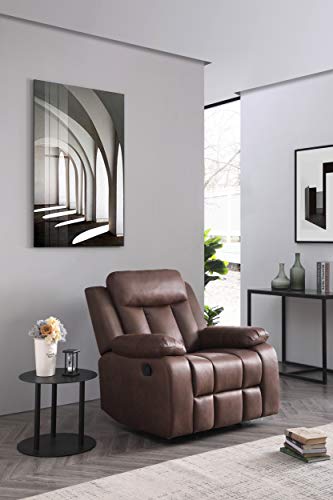 Betsy Furniture 3-PC Microfiber Fabric Recliner Set Living Room Set in Brown, Sofa Loveseat Chair Pillow Top Backrest and Armrests 8028 (Living Room Set 3+2+1)