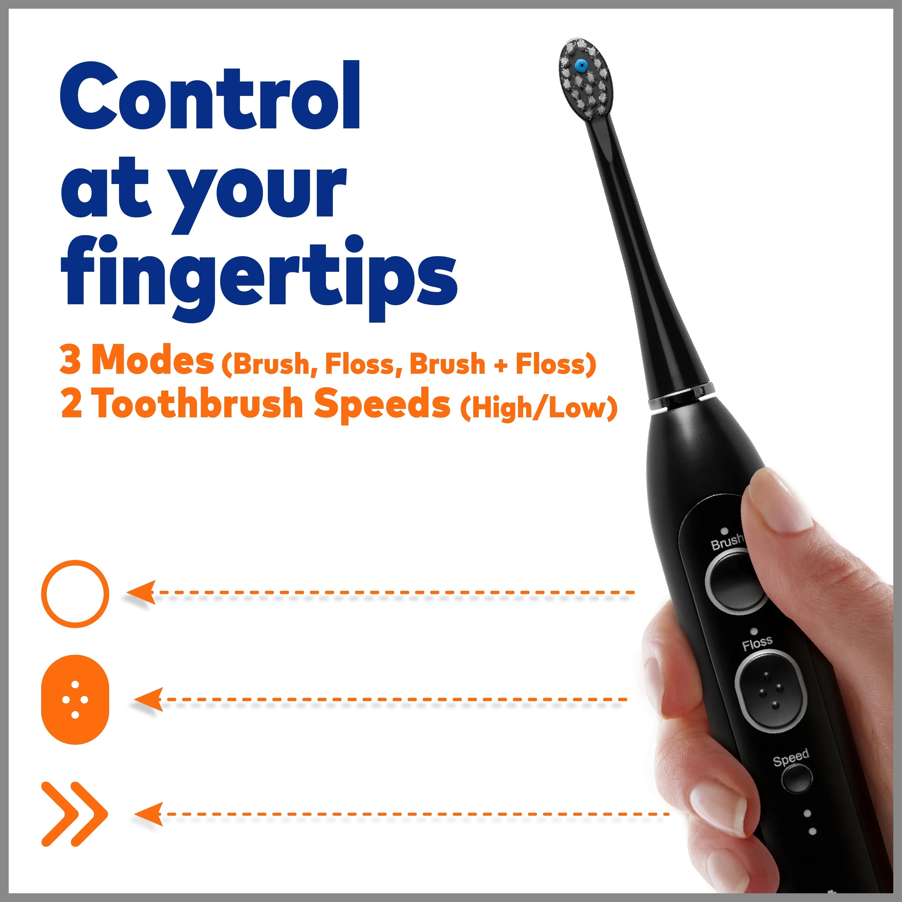 Waterpik Sonic-Fusion 2.0 Flossing Electric Toothbrush Set, 5 Brush Heads, Black