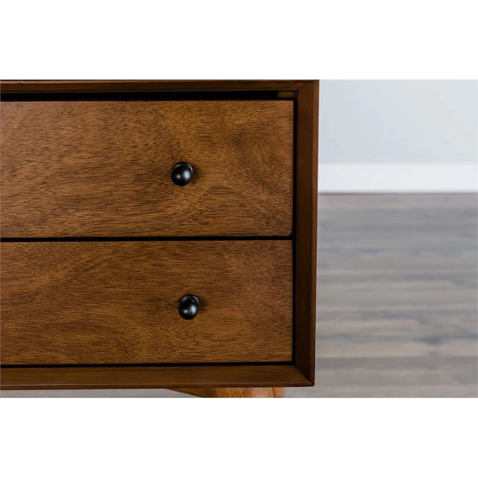 Home Square 4 Piece Set with Small TV Console Full Wood Bed & Large Nightstand