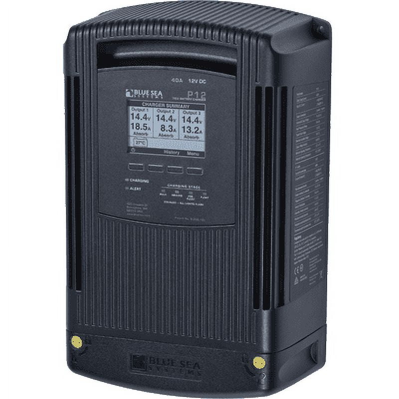 Blue Sea Systems P12 12V DC Four Stage, Three Output Dry Mount Battery Charger