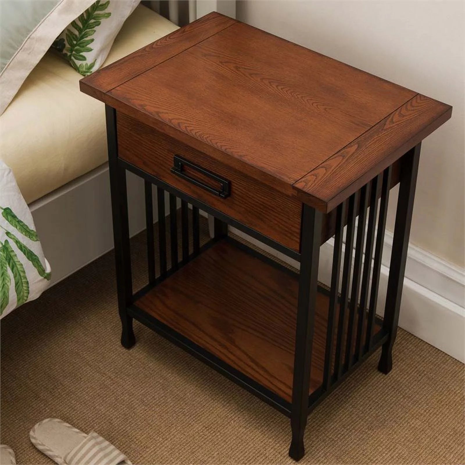 Bowery Hill 1 Drawer Nightstand in Mission Oak