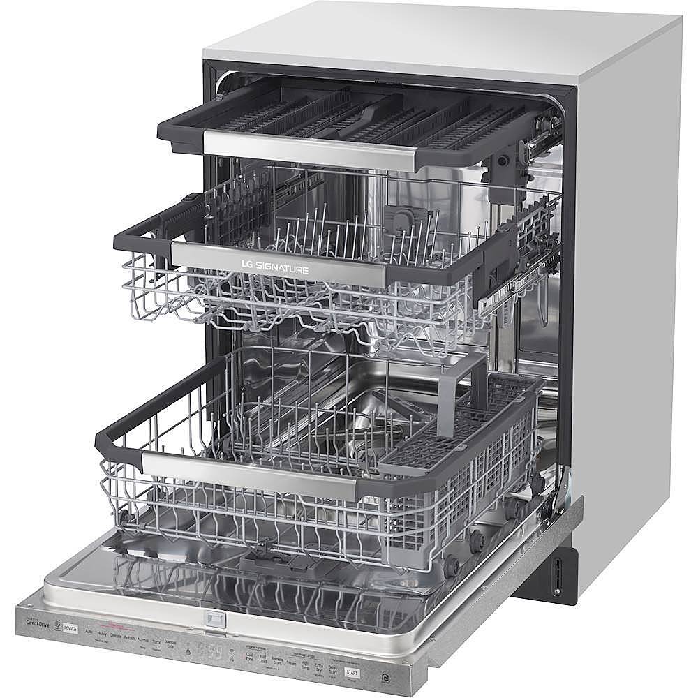 LG - SIGNATURE Top Control Built-In Dishwasher with Stainless Steel Tub, TrueSteam, 3rd Rack, 38dBA - Textured steel