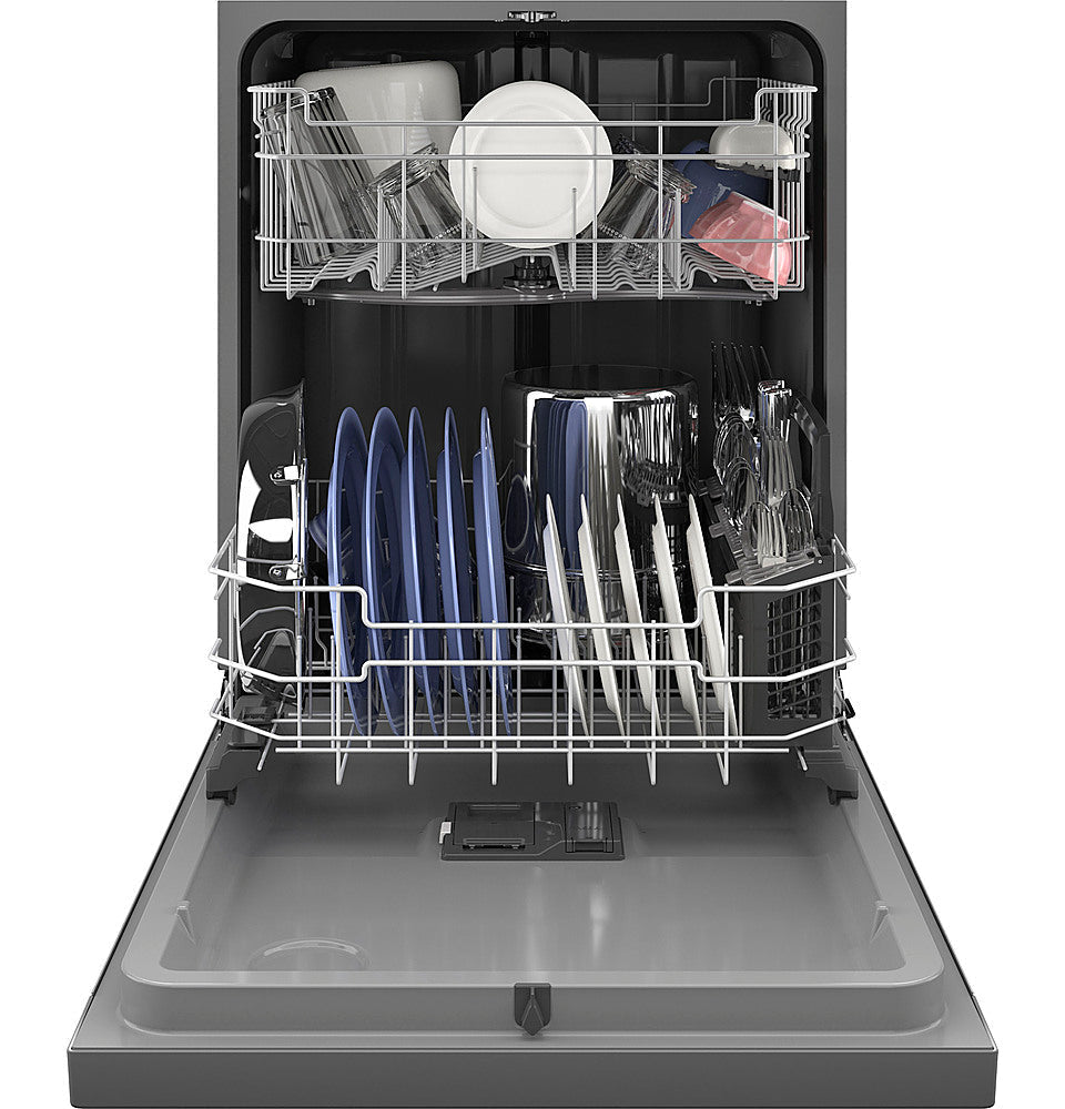 GE - Front Control Built-In Dishwasher, 52 dBA - Stainless steel