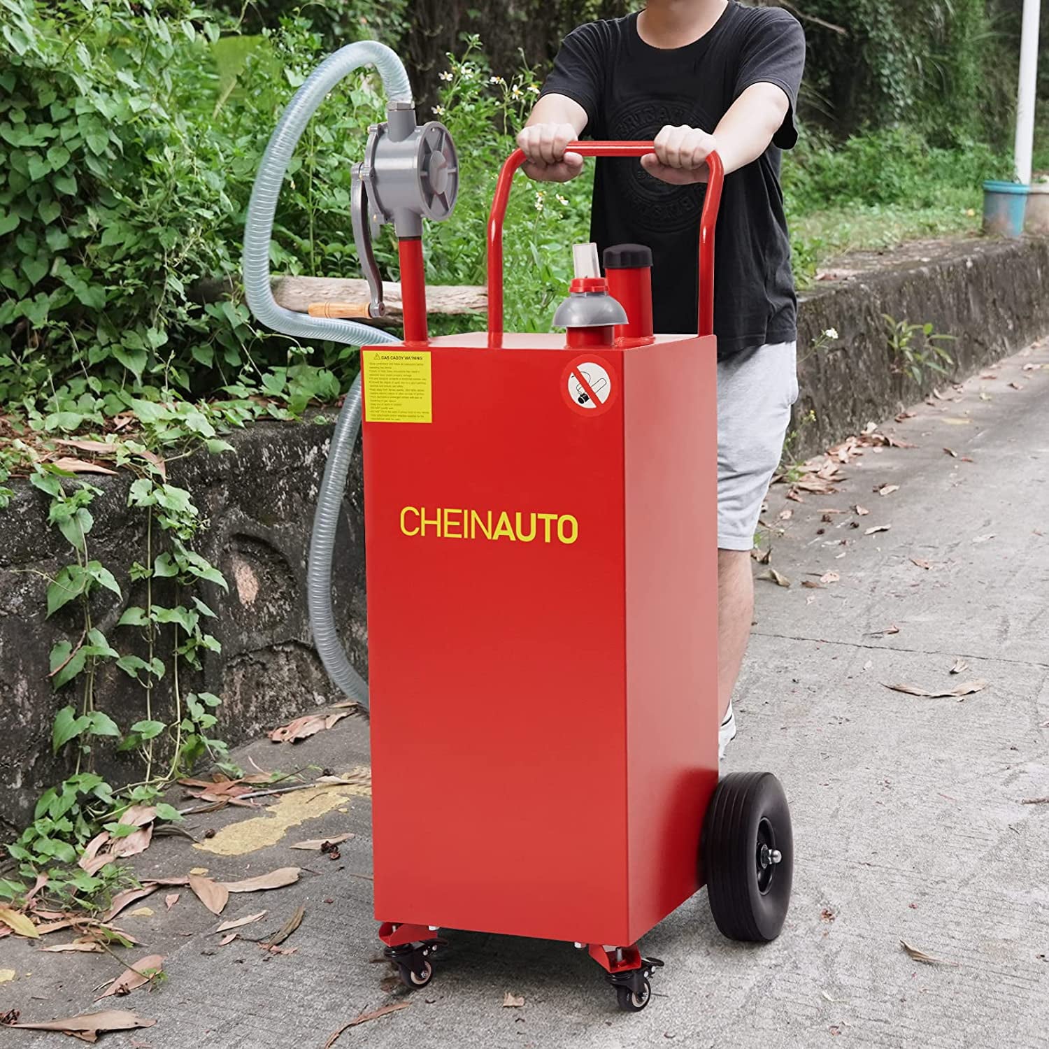 35 Gallon Portable Gas Caddy Fuel Storage Tank Gasoline Diesel Fuel with 2 Wheels for Car, Lawnmower, ATV, Boat, Motorcycle