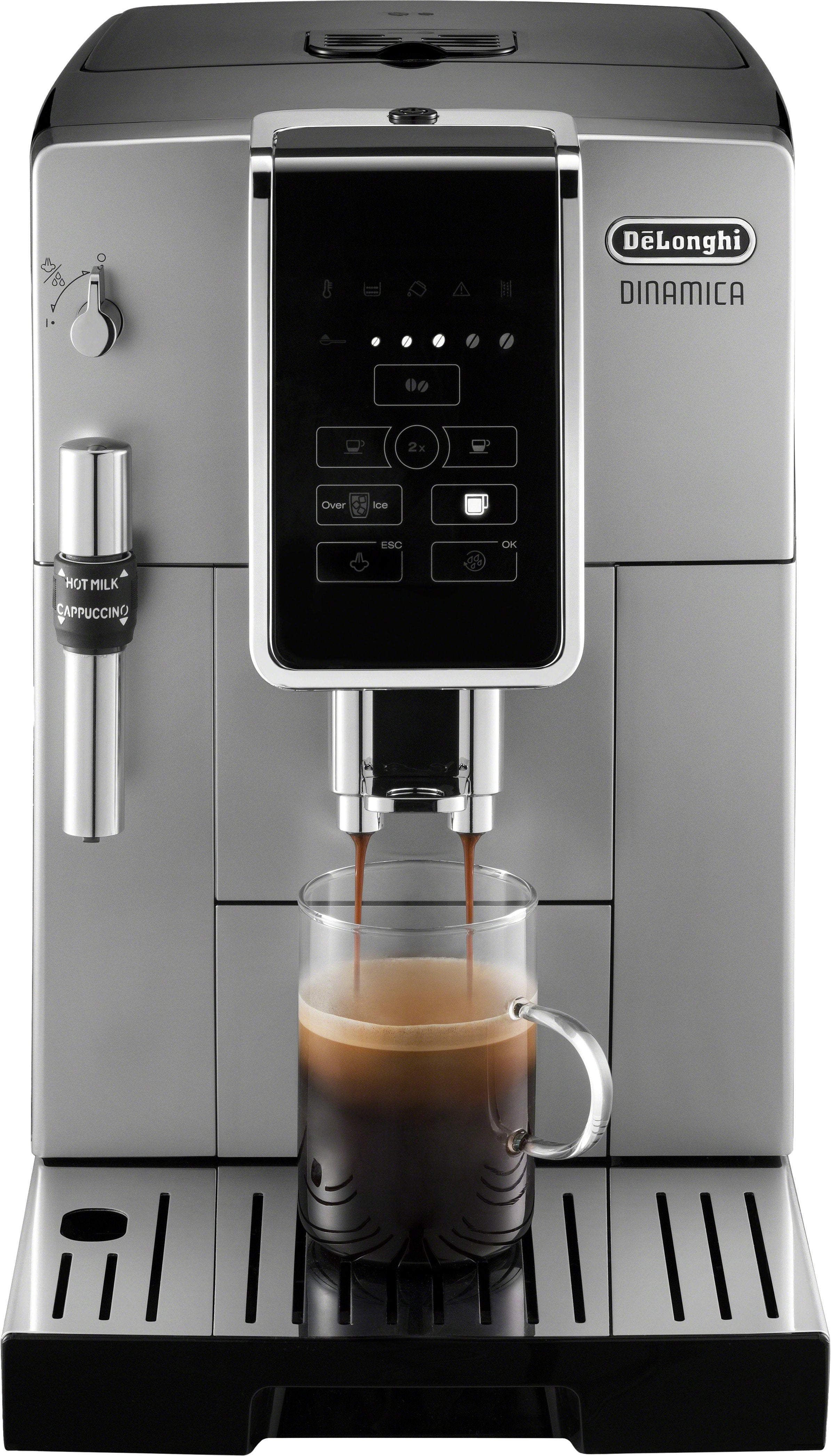 De'Longhi - Dinamica TrueBrew Over Ice Fully Automatic Coffee and Espresso Machine- Chrome and Black