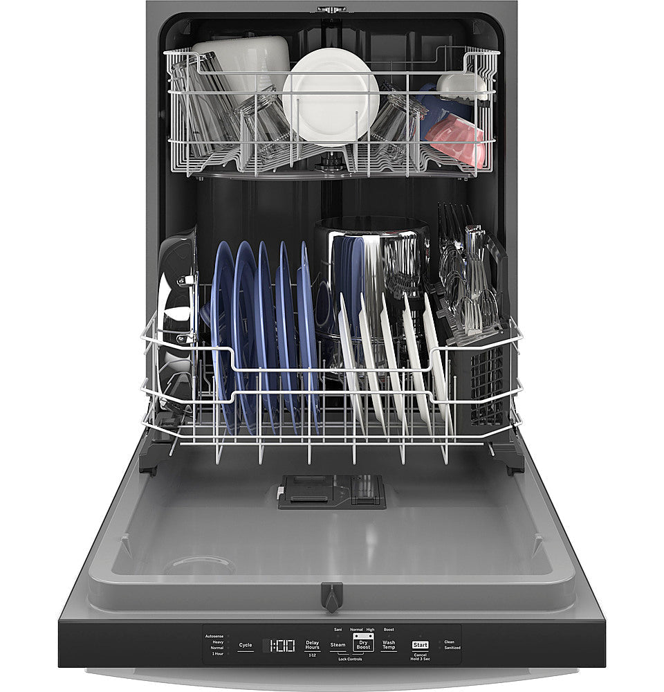 GE - Top Control Built In Dishwasher with Sanitize Cycle and Dry Boost, 52 dBA - White