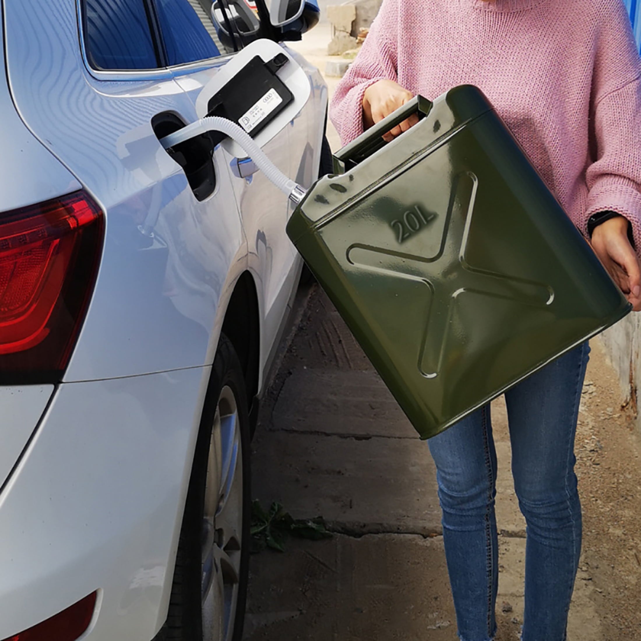 MoreChioce 25L Green Metal Jerry Can Store Container for Petrol Oil Water Alcohol