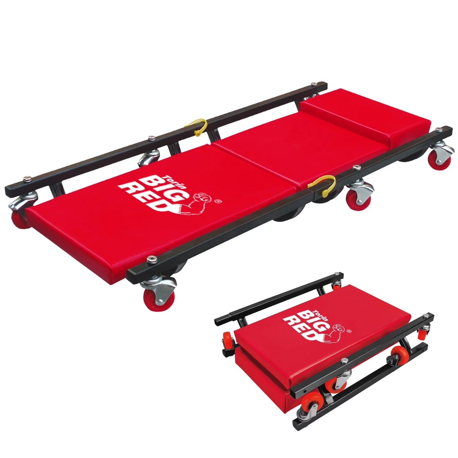 BIG RED 2 Ton Hydraulic Floor Jack with 2 Jack Stands and Rolling Garage Creeper Combo,Red, W8200