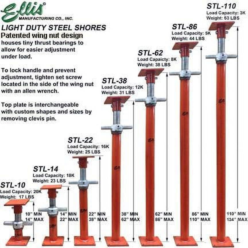 Ellis Manufacturing Company - Light Duty Steel Lifting Shores - 10