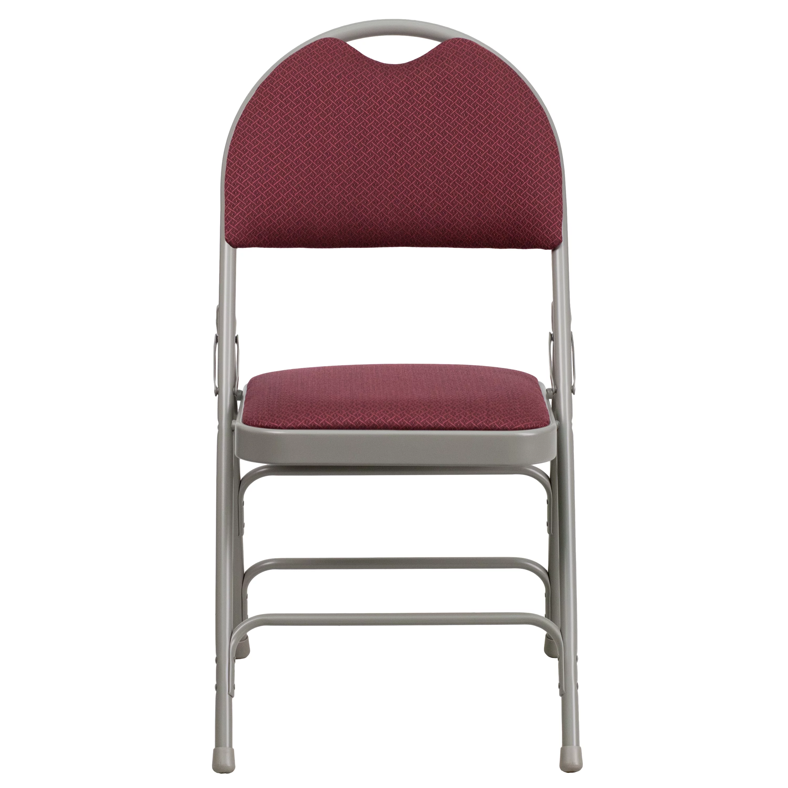 Flash Furniture HERCULES Series Ultra-Premium Triple Braced Burgundy Fabric Metal Folding Chair with Easy-Carry Handle