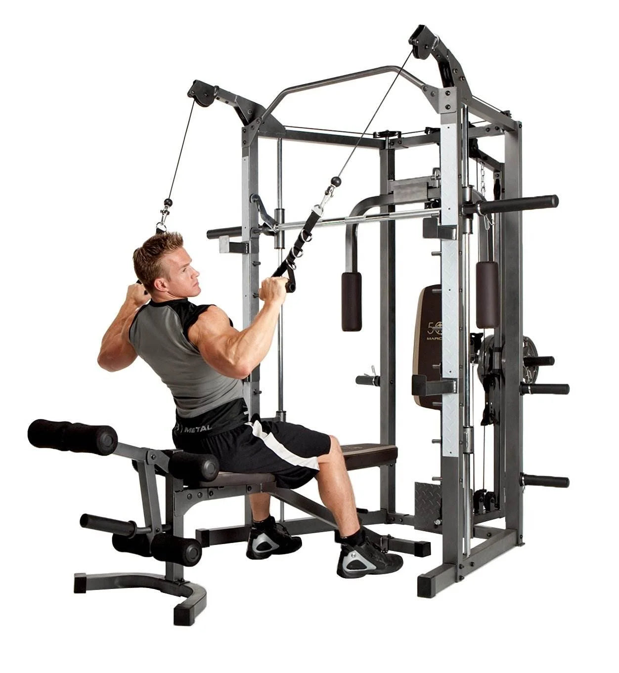 Marcy Combo Heavy Duty Full Body Home Exercise Gym Equipment, Gray/Brown