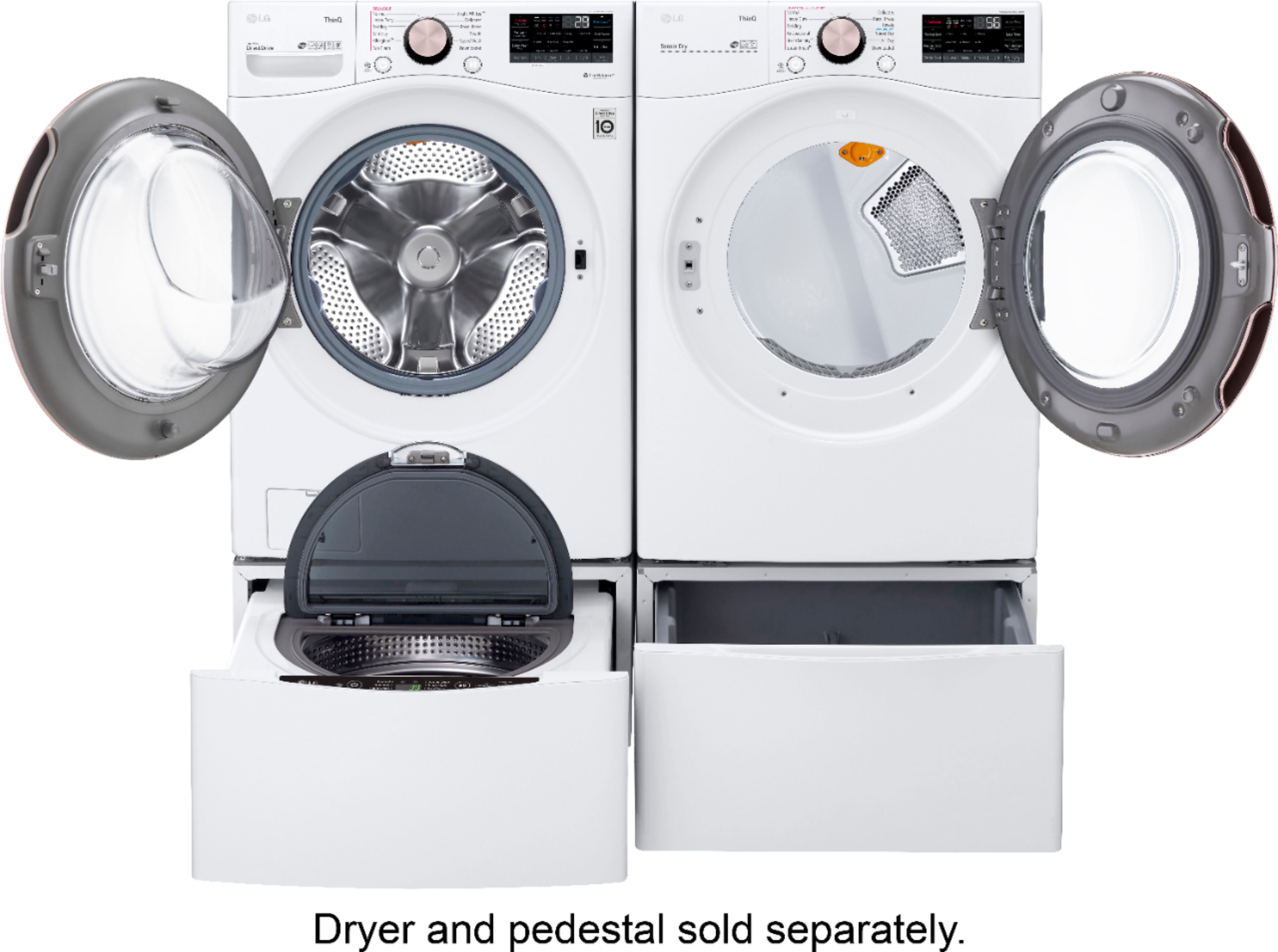 LG - 4.5 Cu. Ft. High-Efficiency Stackable Smart Front Load Washer with Steam and Built-In Intelligence - White