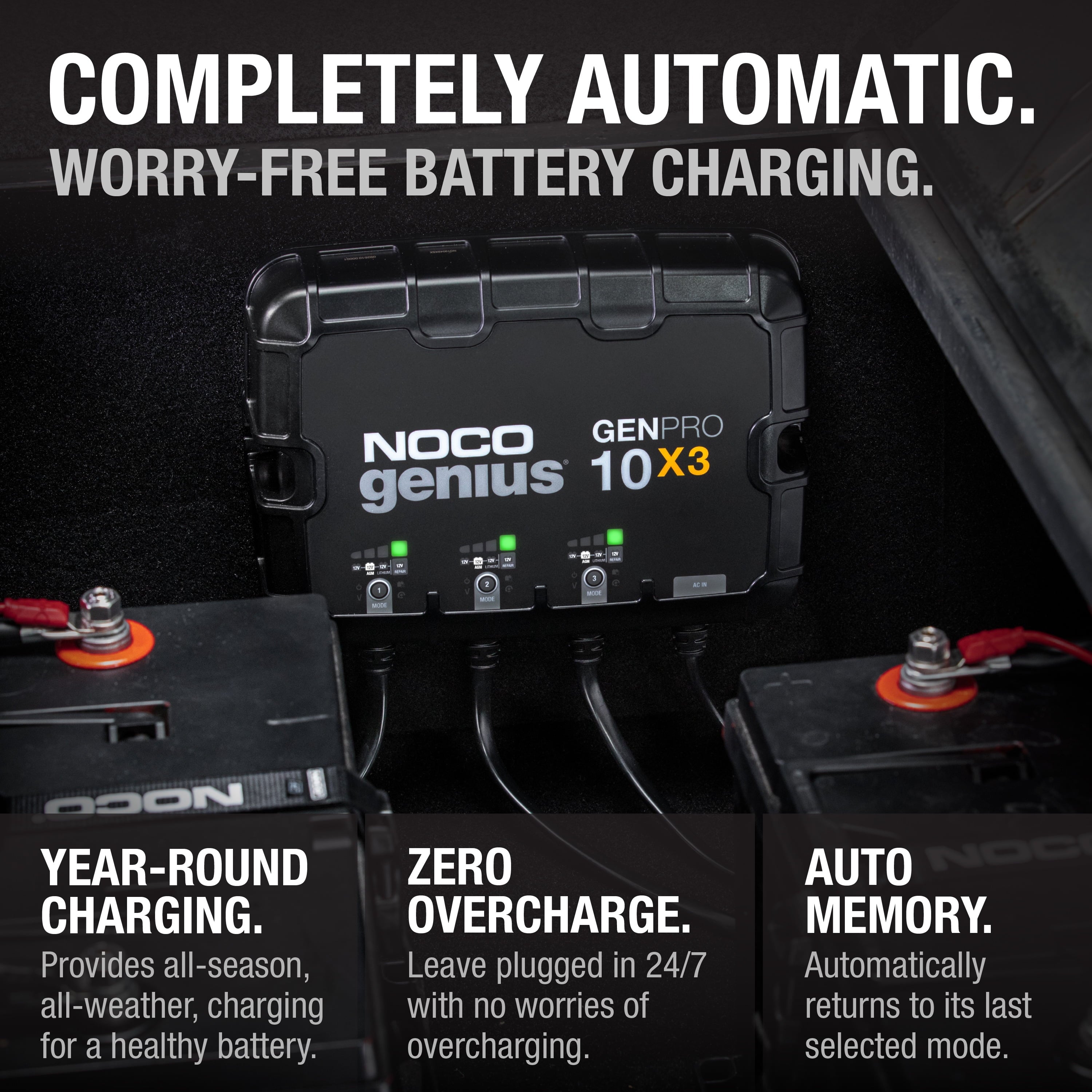 NOCO Genius GENPRO10X3 3-Bank 30A (10A/Bank) 12V Onboard Battery Charger