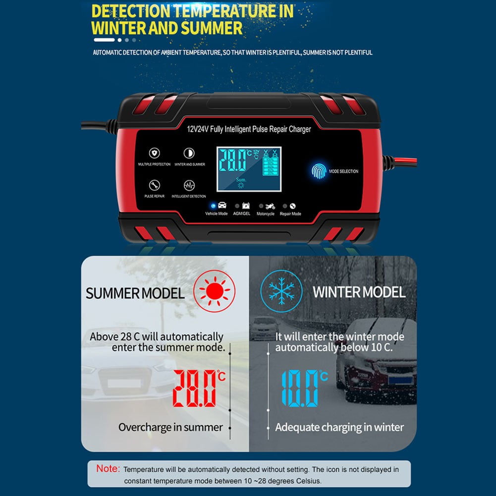 Car Battery Charger 12V /24V Smart Fully Automatic Battery Repair Pulse Charger