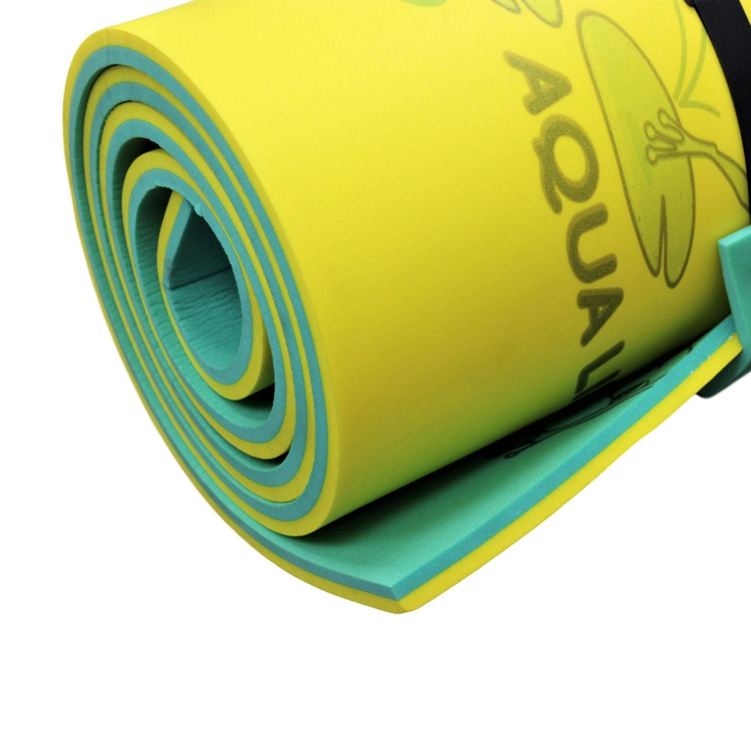 Aqua Lily Pad Tadpole Double Adult Floating Foam Pool Lounger Mat， Green/Yellow