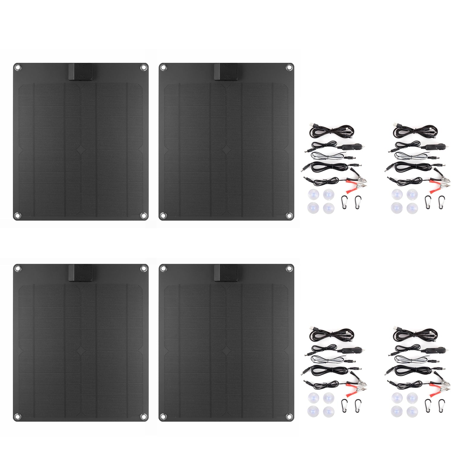 Apexeon 15W*4 5V/12V Solar Panel Car Battery with USB Chain Output Ports Portable Waterproof Trickle Battery & Maintainer for Car Boat Automotive RV Phones, Laptop Camera, 5V Devic