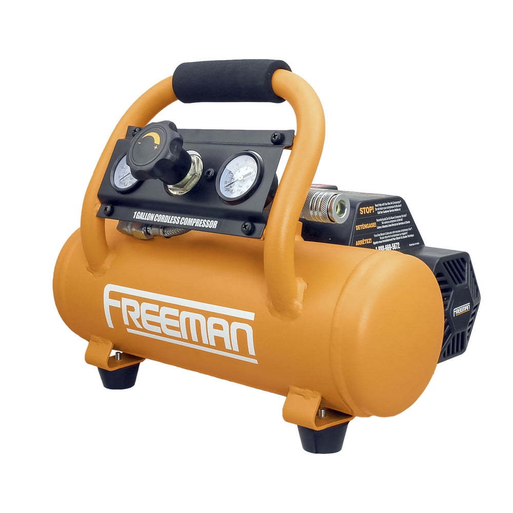 Freeman PE1GCCK 20V Cordless 1 Gal. Air Compressor with 3-in-1 Pneumatic Finish Nailer / Stapler, Battery, Charger, Air Hose, Inflation Accessory Kit and Fasteners (600 Count) – 700 Shots per Charge