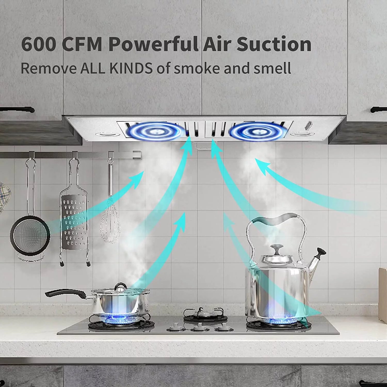 Range Hood 30 inch Insert Vent Hood 600 CFM Built-in Stainless Steel Range Hood