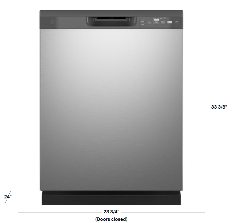 GE - Front Control Built-In Dishwasher with 55 dBA - Stainless steel