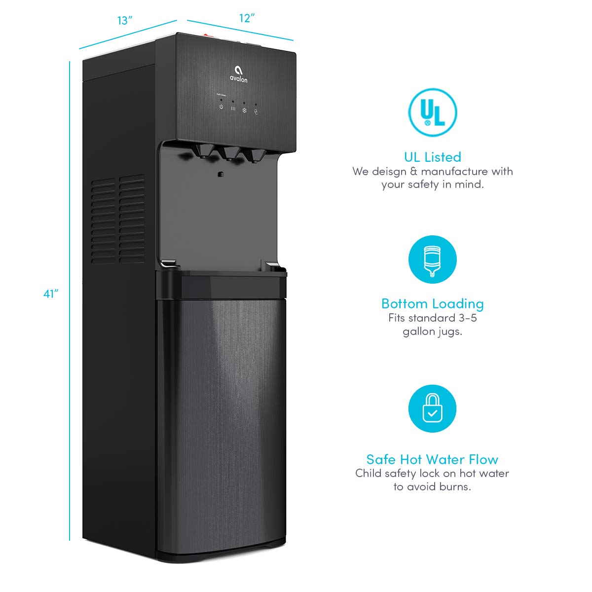 Avalon A3BLK Dispenser Temperature UL Approved Black