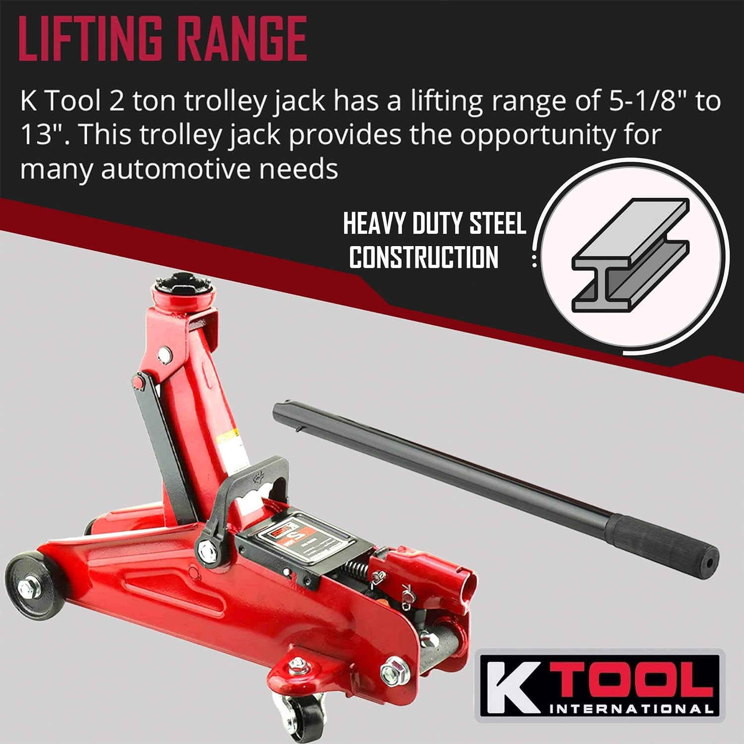 K Tool International 63103A 2 Ton Capacity Trolley Jack