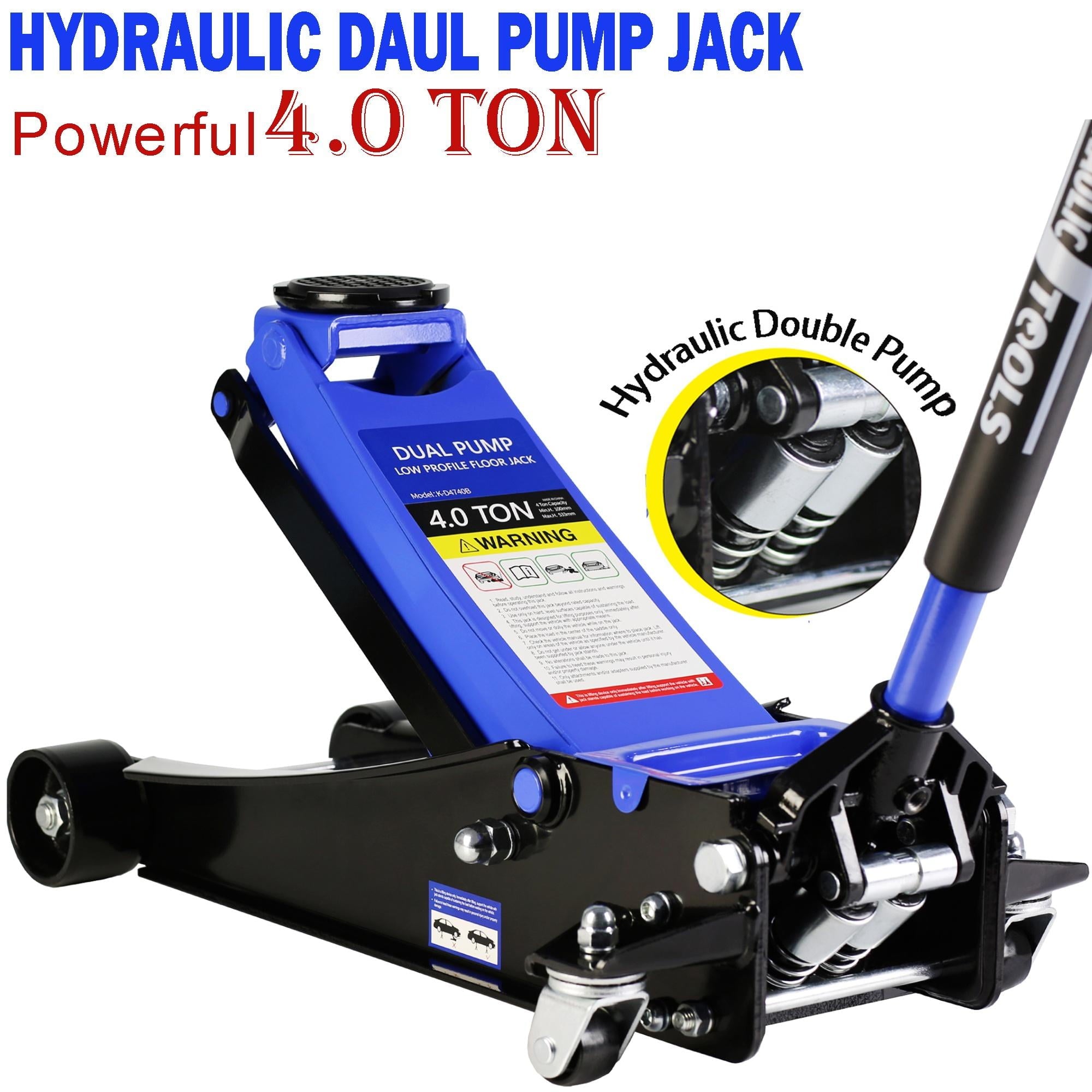Seizeen 4-Ton Floor Jack, Low Profile Car Jack, Heavy-Duty Trolley Jack Car Lift with Dual Pump Pistons, Lifting Range 4