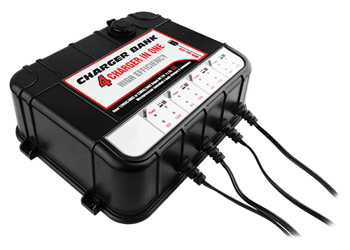 Banshee Smart Charger for Boat Lawn Tractor Car Motorcycle 6V 12V 2A, 4-BAY w/ USB Ports