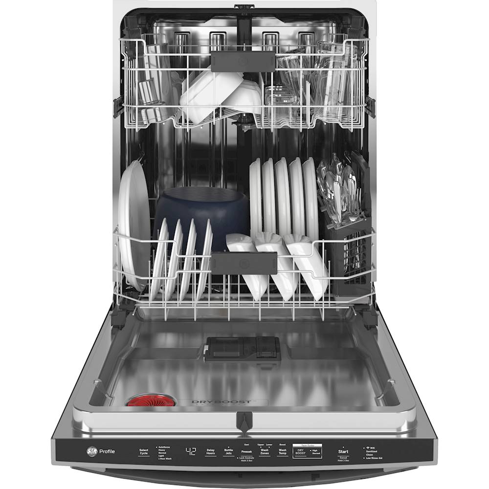 GE Profile - Hidden Control Built-In Dishwasher with Stainless Steel Tub, Fingerprint Resistance, 42 dBA - Stainless steel