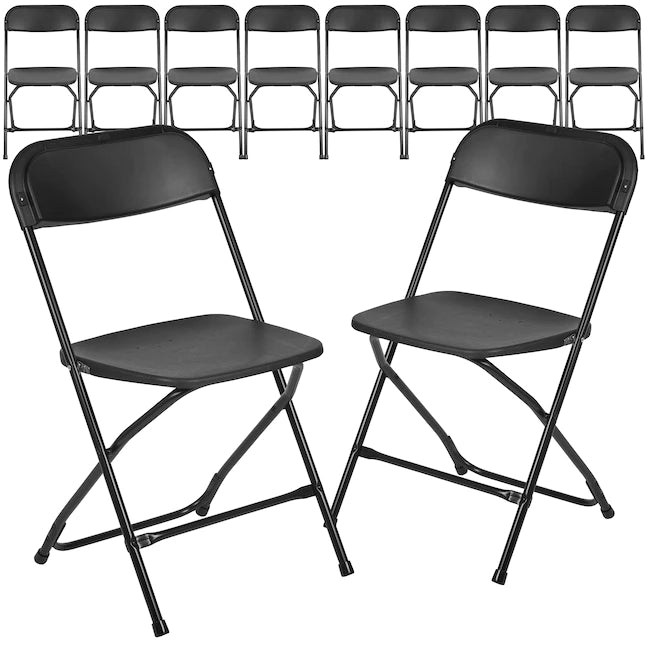 Flash Furniture 10-Pack Black Standard Folding Chair with Solid Seat (Indoor)