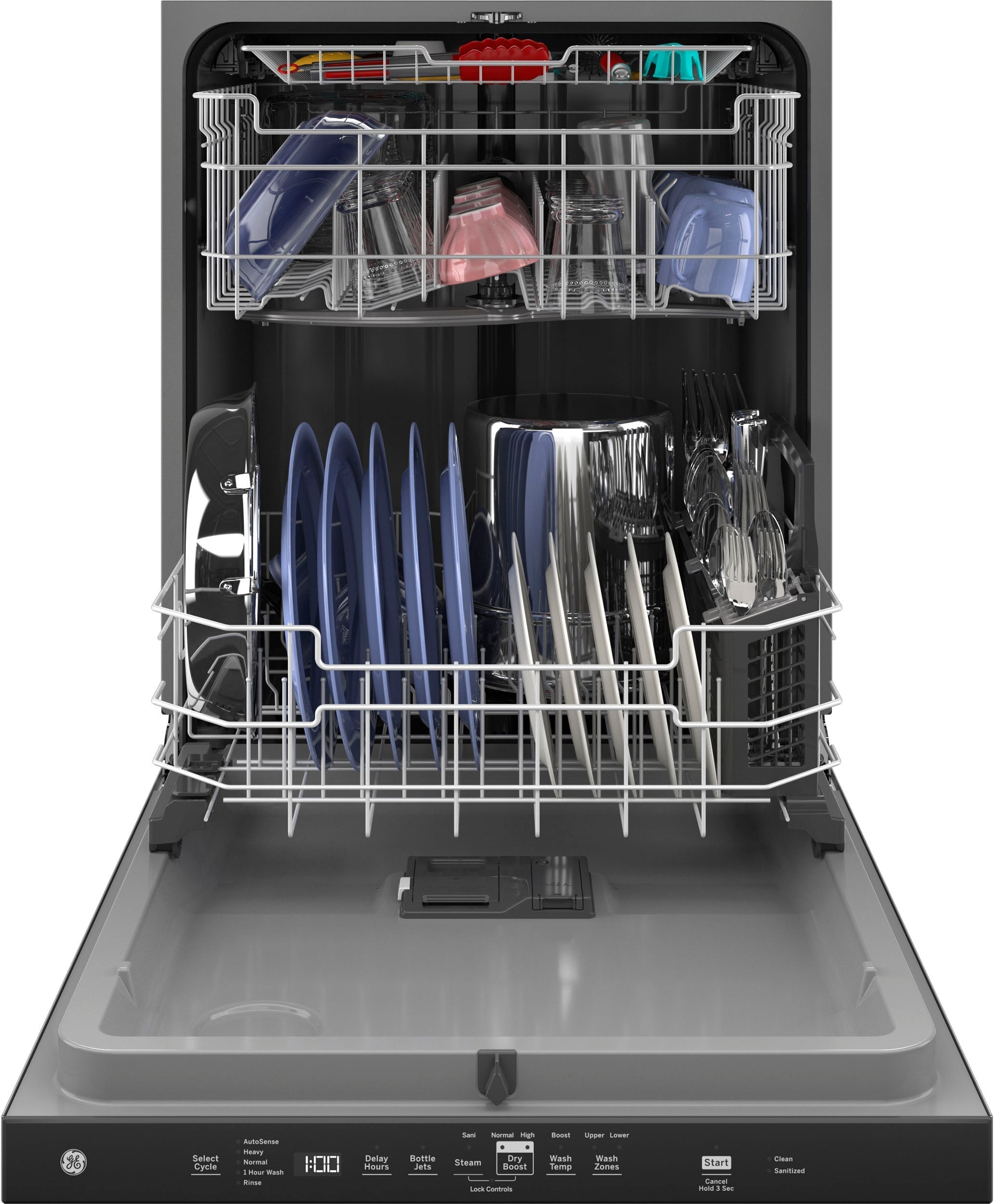 GE - Top Control Built-In Dishwasher with 3rd Rack, 50 dBA - Stainless steel