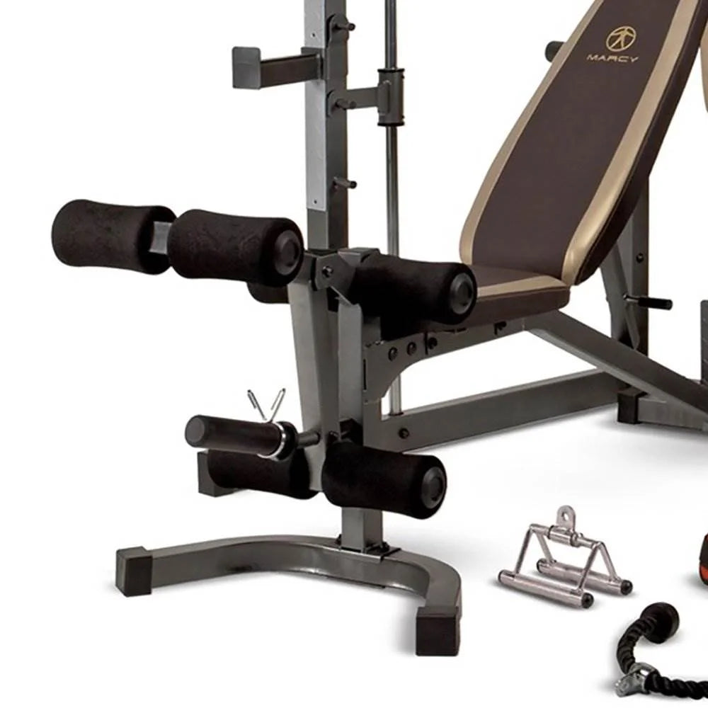 Marcy Combo Heavy Duty Full Body Home Exercise Gym Equipment, Gray/Brown