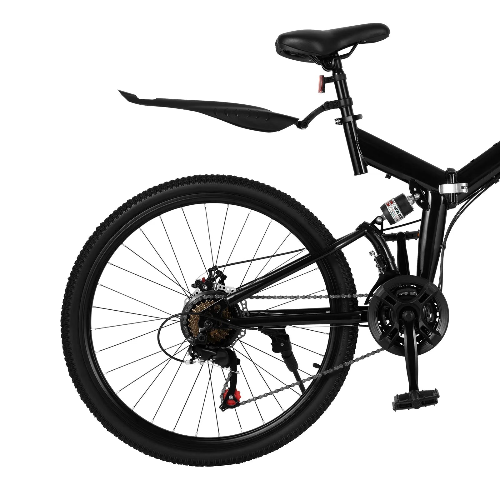 Aiqidi 26 Inch 21 Speed Folding Mountain Bike Full Suspension Dual Disc Brakes Bicycle Unisex Adult Bicycle Black