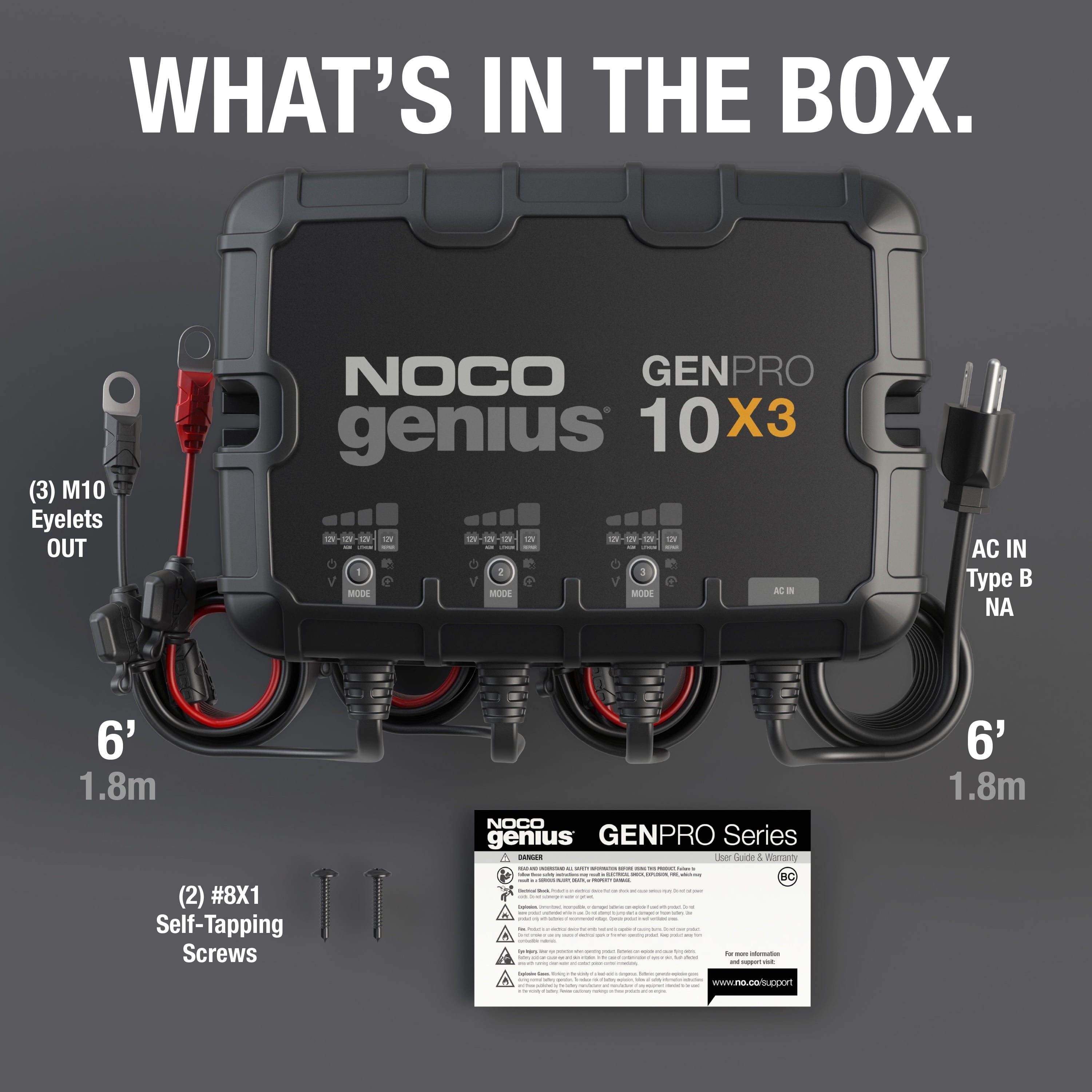 NOCO Genius GENPRO10X3 3-Bank 30A (10A/Bank) 12V Onboard Battery Charger