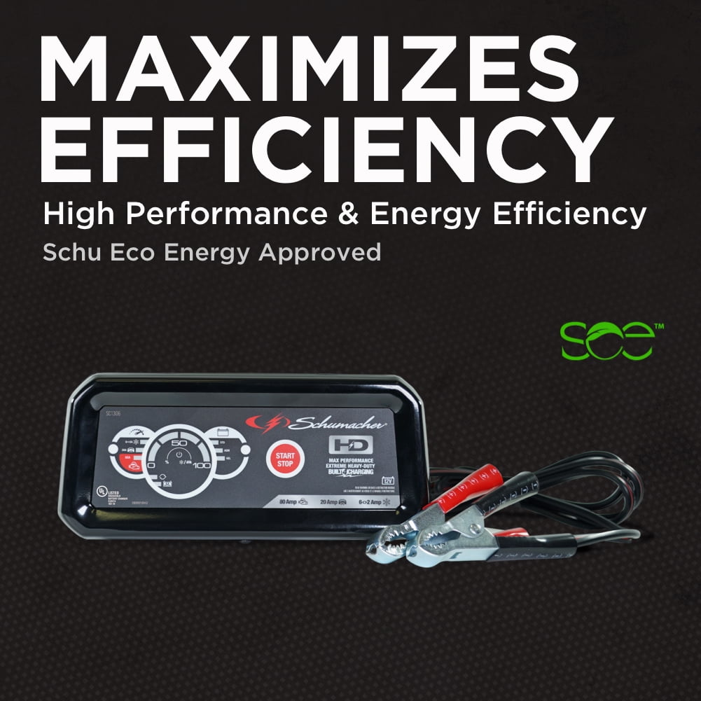 Schumacher Fully Automatic Battery Charger and Engine Starter- 20A/80A, 12V